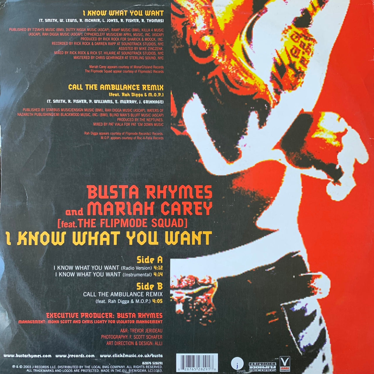 Busta Rhymes & Maria Carey Feat The Flipmode Squad “I Know What You Want” / “Call The Ambulance Remix” 3 Version 12inch Vinyl