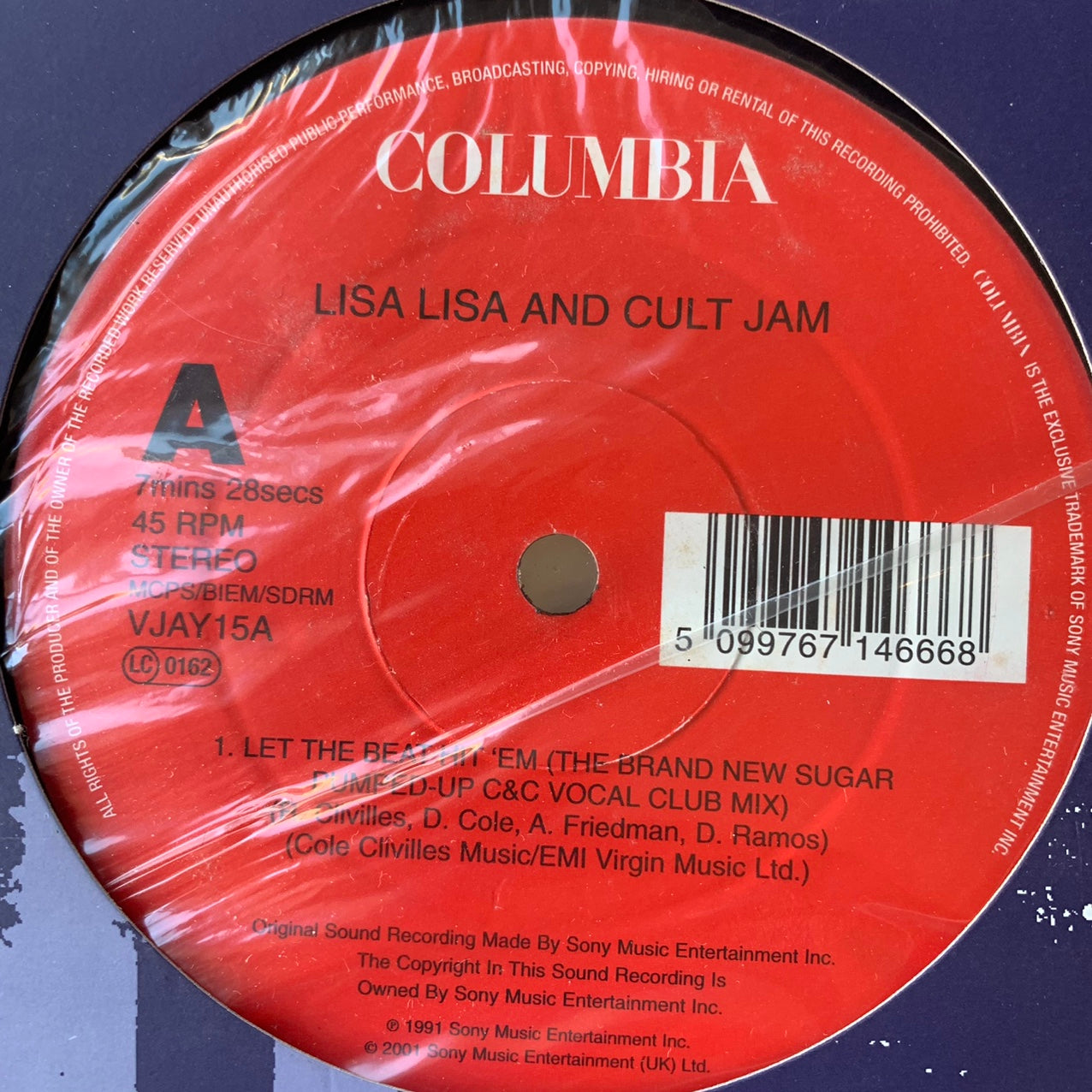 Lisa Lisa And Cult Jam “Let The Beat Hit Em” / “I Wonder If I Take You Home” 2 Track 12inch Vinyl