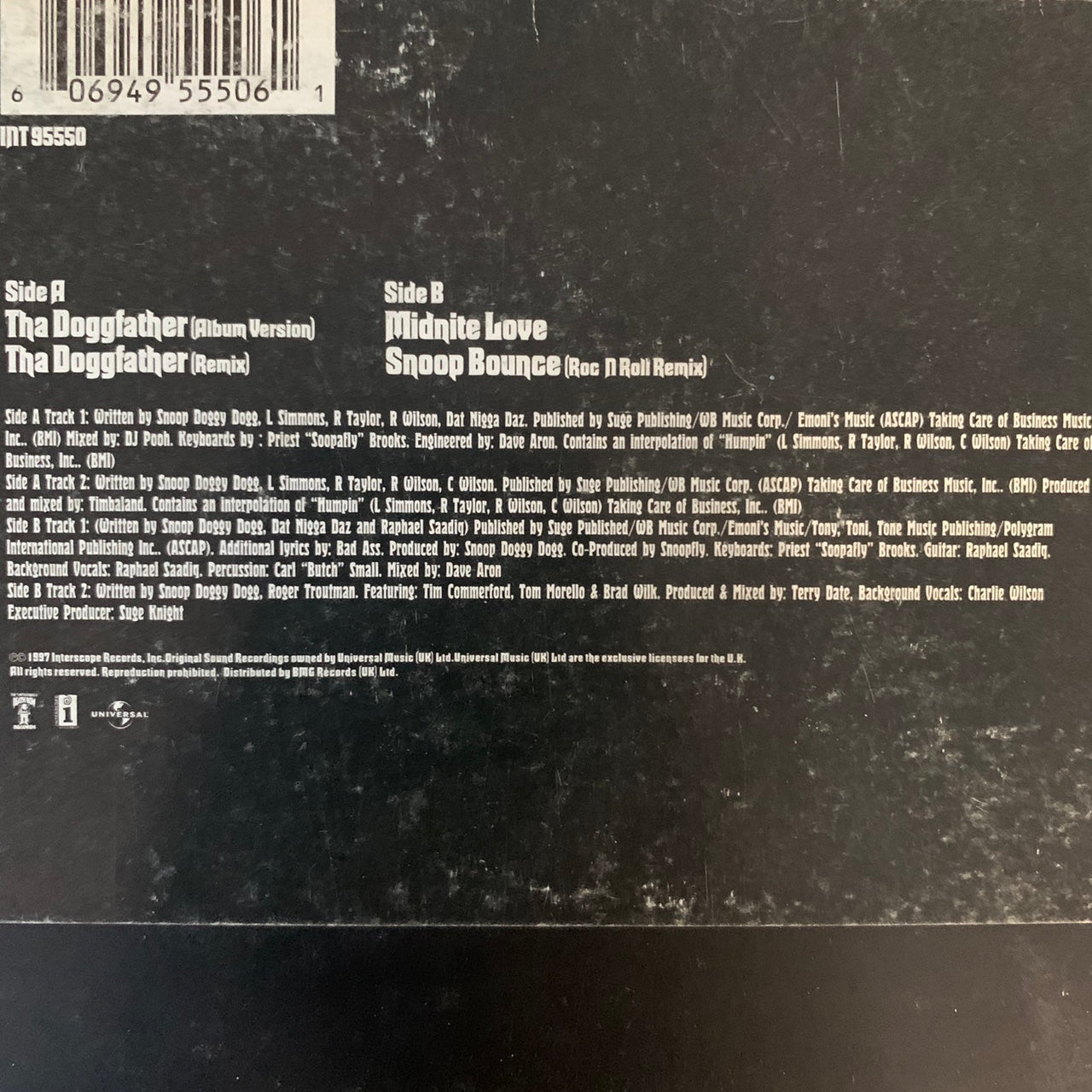 Snoop Doggy Dogg “Tha Doggfather” 4 Track 12inch Vinyl