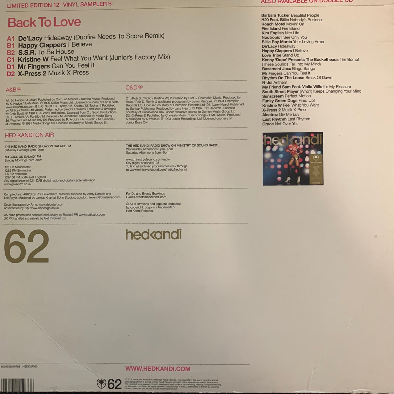 Hedkandi ‘Back To Love’ True Club Classics Limited Edition 12 Vinyl Club Classics 6 Track 12inch Vinyl Double Pack