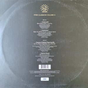 FFRR Classics Vol 5 1992 4 Track 12inch Vinyl, Featuring Underworld, Degrees of Motion and More,