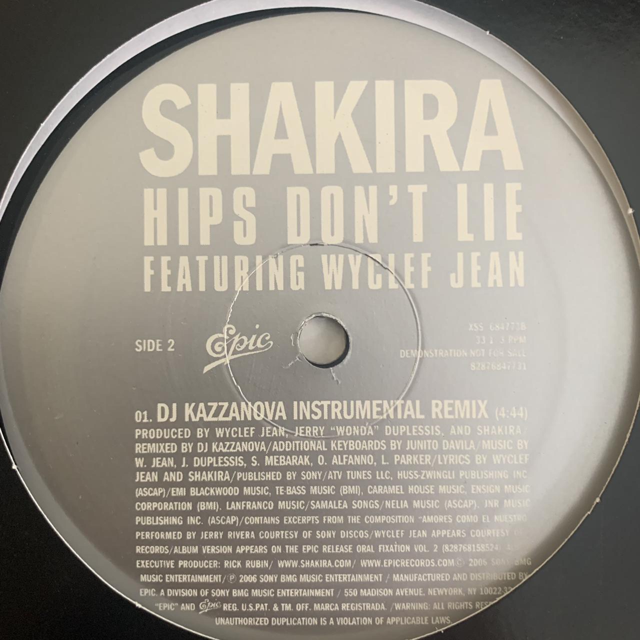Shakira Feat Wyclef Jean “Hips Don’t Lie” The DJ Kazzanova Remix 2 Track 12inch Vinyl