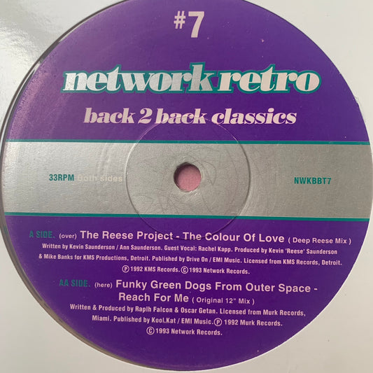 Network Retro Back 2 Back Classics Vol 7 2 Track 12inch Vinyl Record Feat The Reese Project and Funky Green Dogs From Outta Space