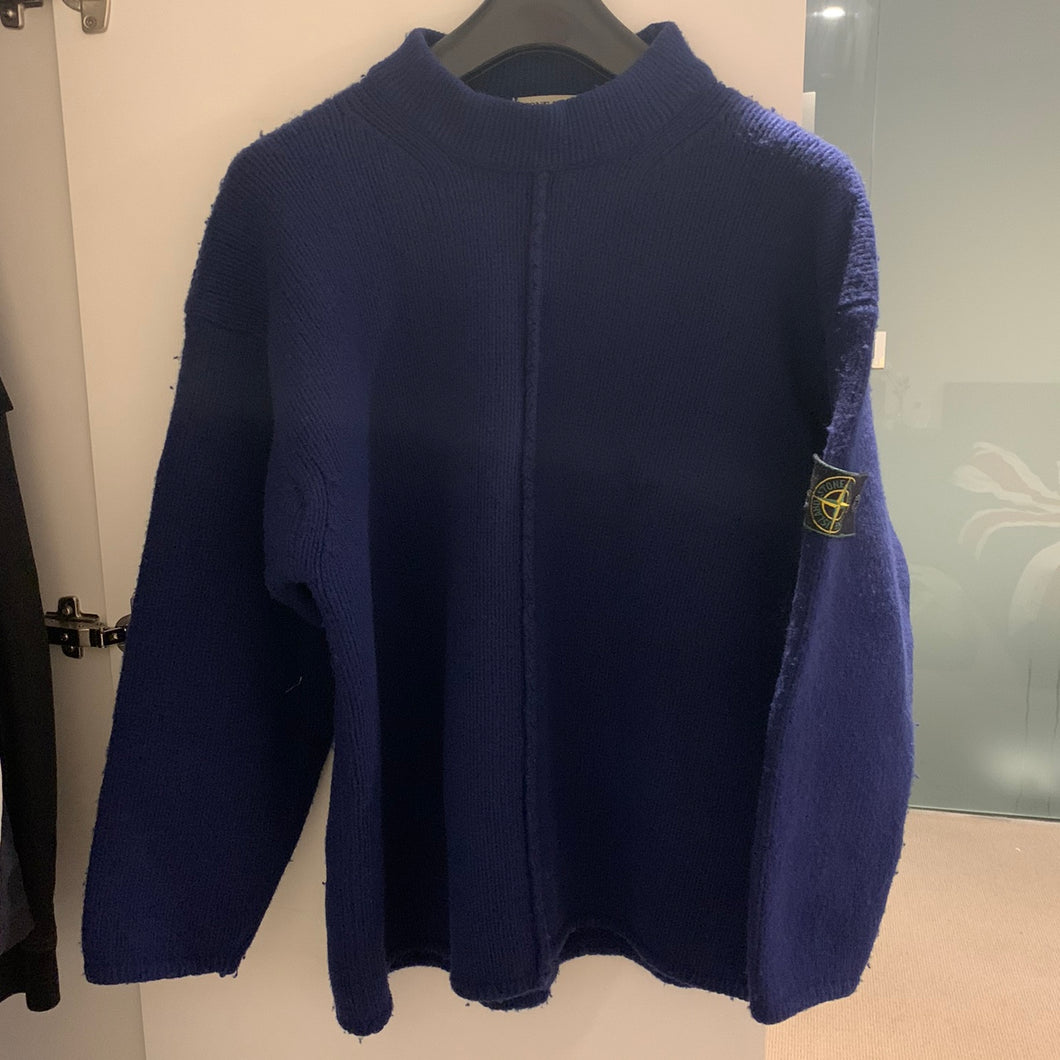 Stone Island Vintage Mock Neck 100% Wool Sweater Size XL complete with Green Edged Badge Made In Italy
