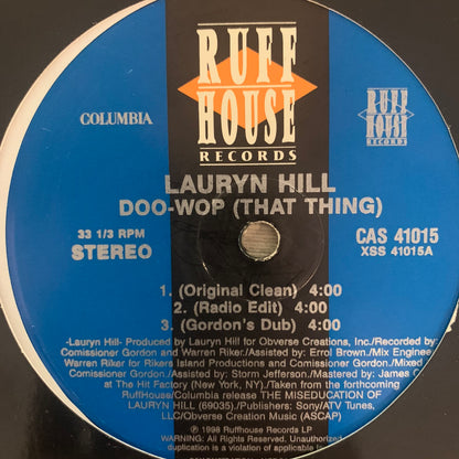 Lauryn Hill “Doo Wop ( That Thing )” 6 Version 12inch Vinyl