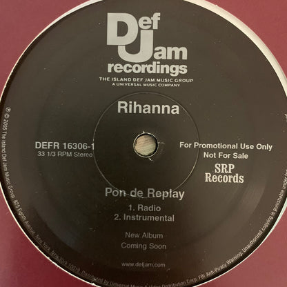 Rihanna “Pon De Replay” 4 version 12inch Vinyl