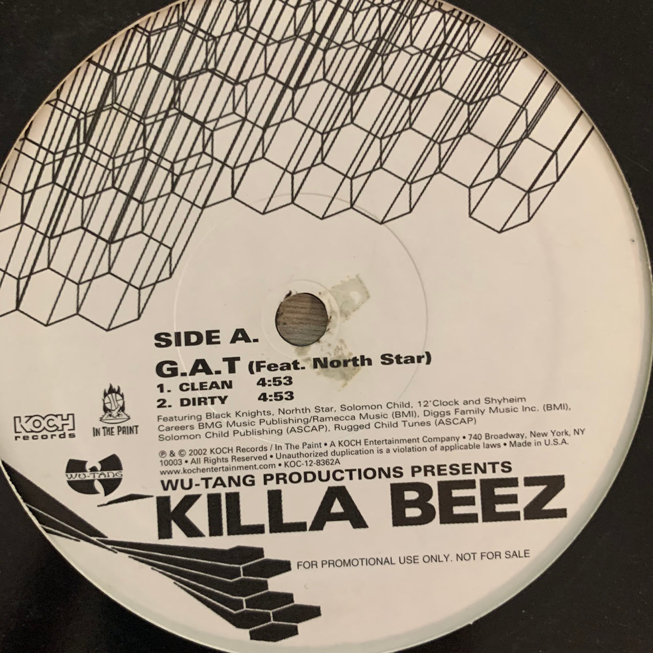 Wu Tang Clan presents Killa Beez “G.A.T.” 3 Track 12inch Vinyl