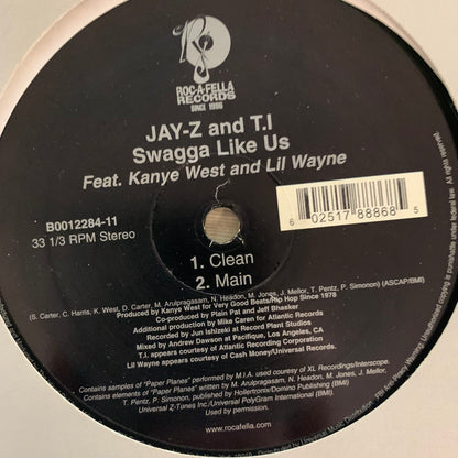 Jay-Z & TI Feat Kanye West “Swagga Like Us” 4 version 12inch Vinyl