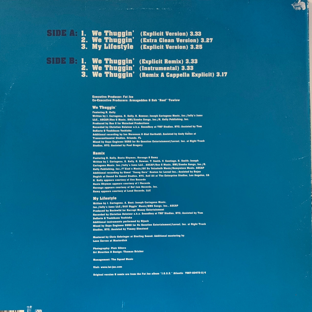 Fat Joe Feat R. Kelly “We Thuggin’” 6 Version 12inch Vinyl