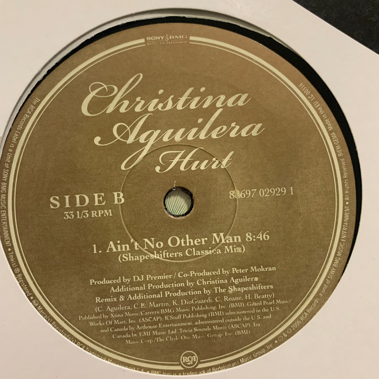 Christina Aguilera “Hurt” / “Ain’t No Other Man” 3 Track 12inch Vinyl