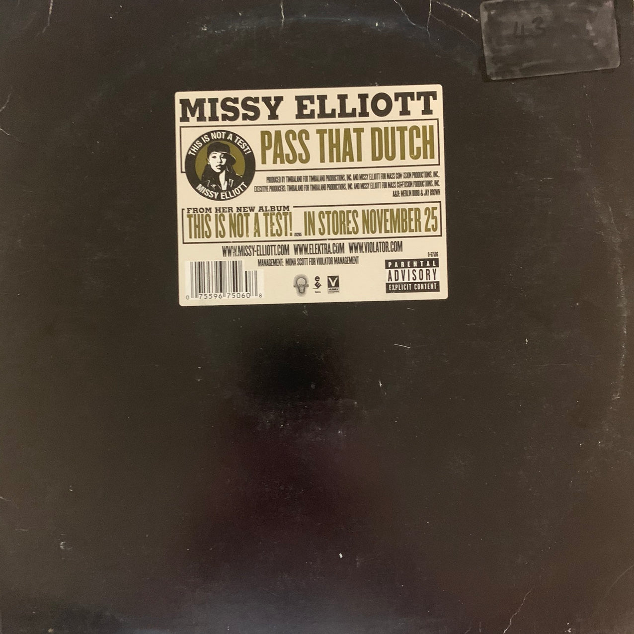 Missy Elliott “Pass That Dutch” / “Wake up” 8 Track 12inch Vinyl