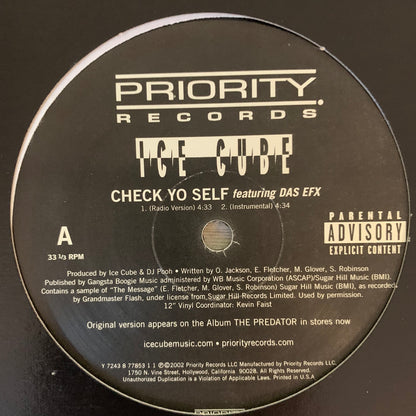 Ice Cube Feat Das EFX “Check Yo Self” 3 Version 12inch Vinyl