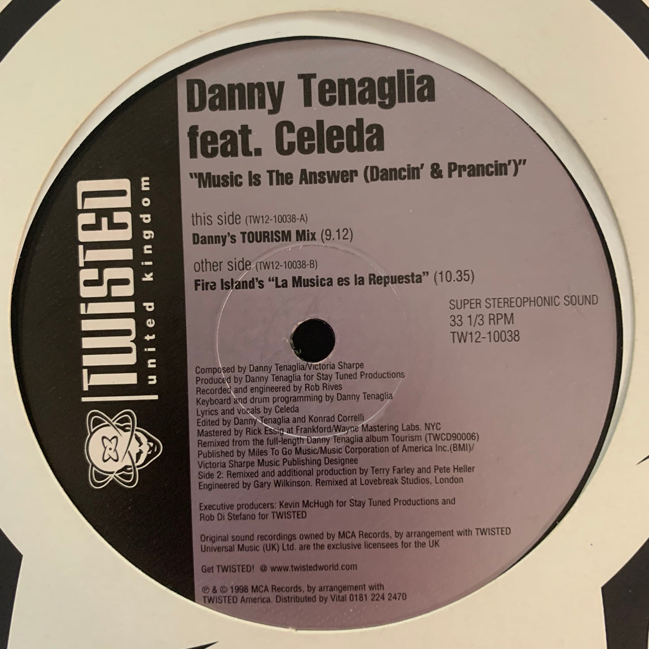 Danny Tenaglia Feat Celeda “Music Is The Answer” 2 Track 12inch Vinyl