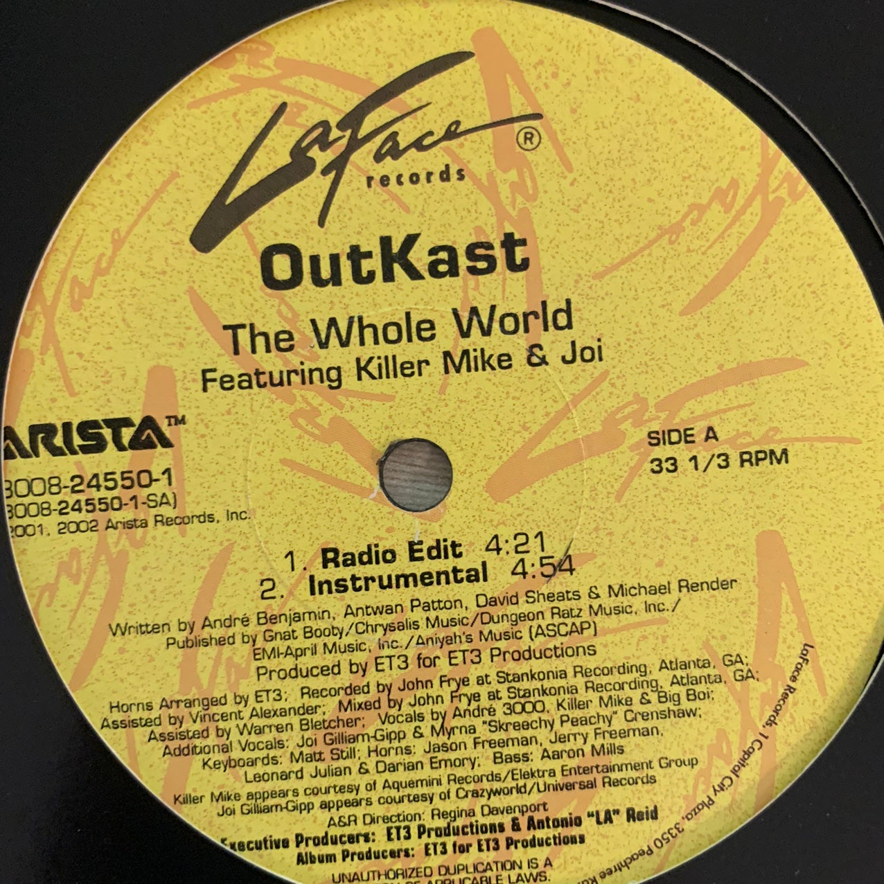 OutKast “The Whole World” Feat Killer Mike 4 Track 12inch Vinyl