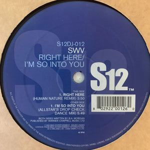 SWV “Right Here” / “I’m So Into You” 2 Track 12inch Vinyl