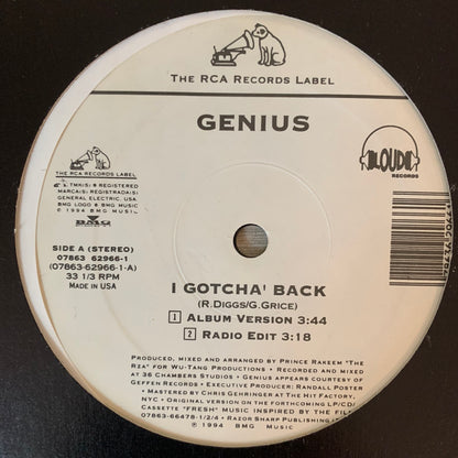 GZA / Genius “I Gotcha’ Back” 3 Version 12inch Vinyl
