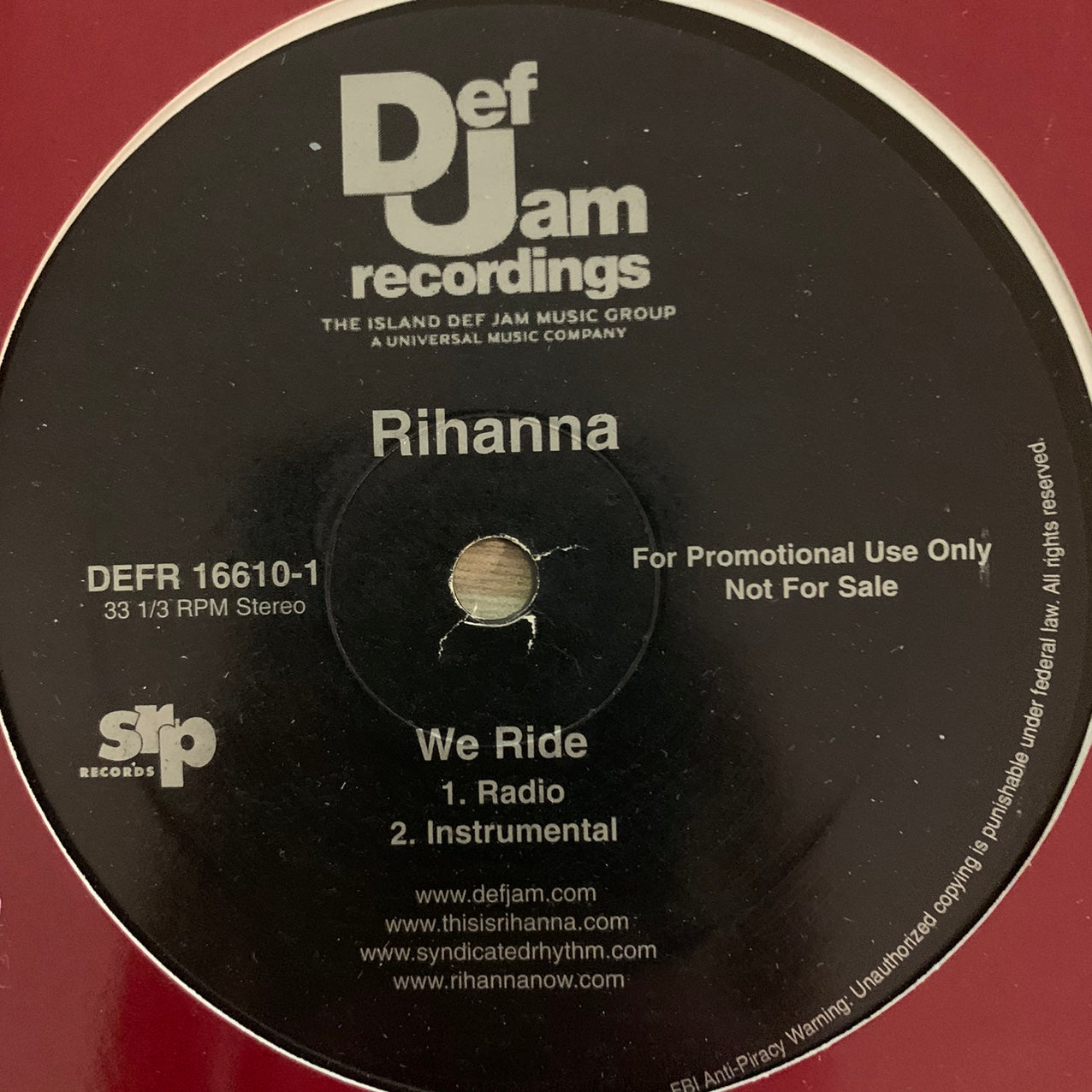 Rihanna “We Ride” 4 Version 12inch Vinyl