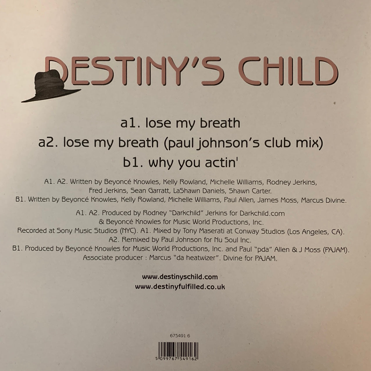 Destiny’s Child “Lose My Breath” 4 Version 12inch Vinyl