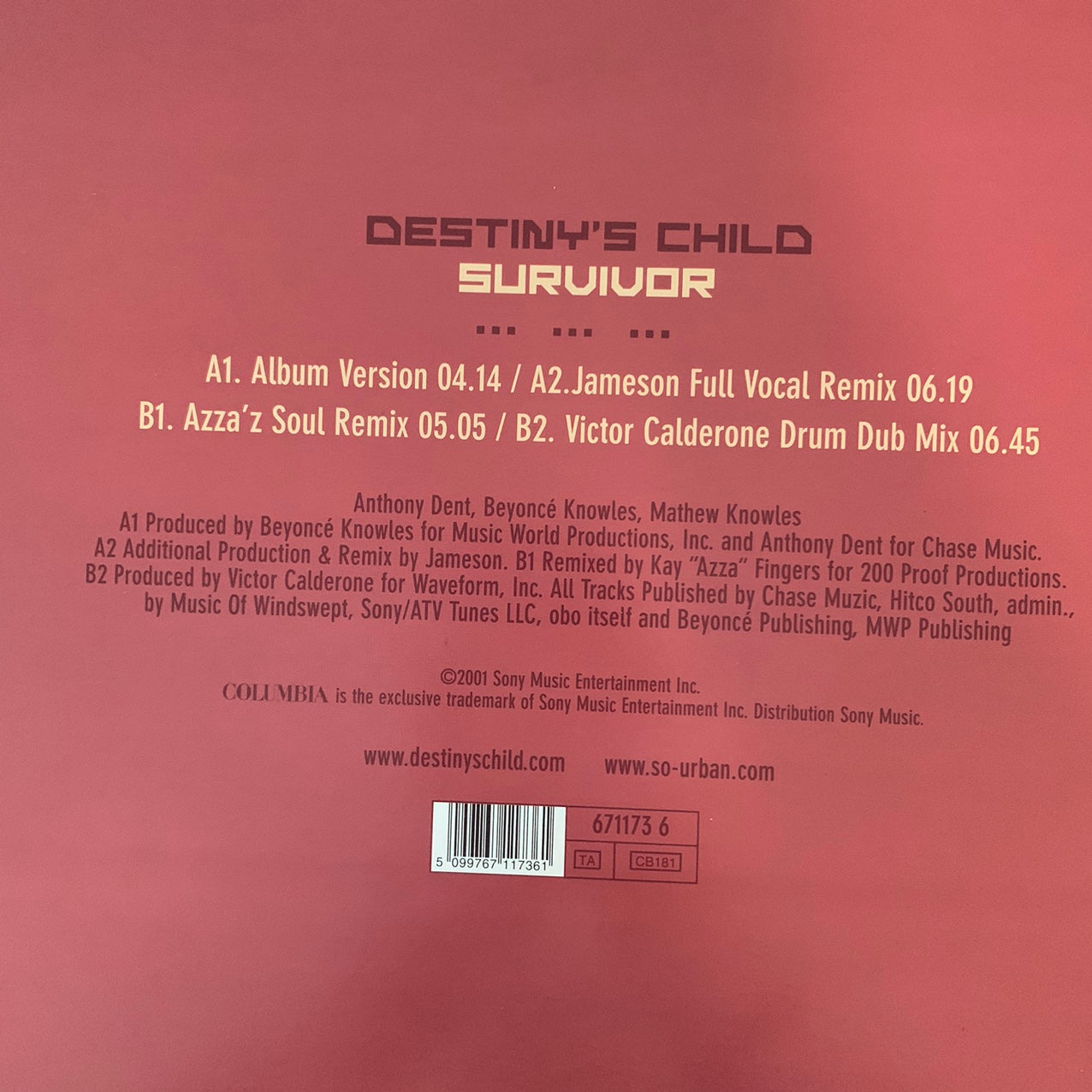 Destiny’s Child “Survivor” 4 Track 12inch Vinyl