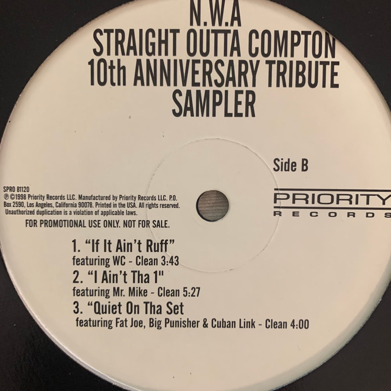 NWA ‘Straight Outta Compton” 10th Anniversary Tribute Album Sampler Feat “If it Ain’t Ruff” , “I Ain’t Tha 1” , “Quiet On The Set” 6 Version 12inch Vinyl