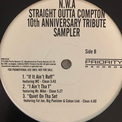 NWA ‘Straight Outta Compton” 10th Anniversary Tribute Album Sampler Feat “If it Ain’t Ruff” , “I Ain’t Tha 1” , “Quiet On The Set” 6 Version 12inch Vinyl