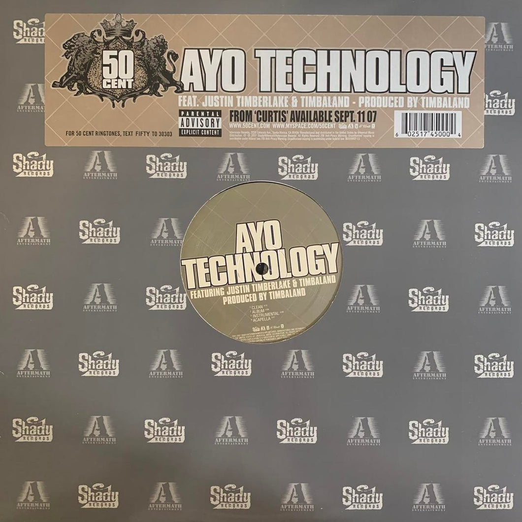 50 Cent Featuring Justin Timberlake “Ayo Technology” 4 Track 12inch Vinyl
