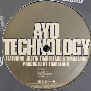 50 Cent Featuring Justin Timberlake “Ayo Technology” 4 Track 12inch Vinyl