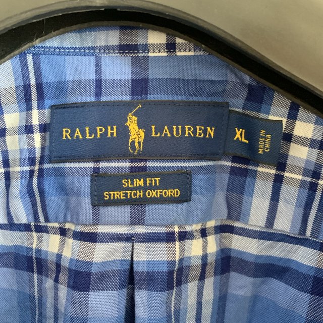 Ralph Lauren Slim Fit Stretch Oxford Blue Check Shirt