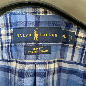 Ralph Lauren Slim Fit Stretch Oxford Blue Check Shirt