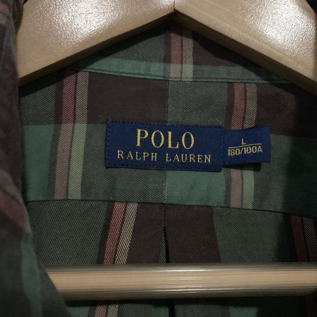 Ralph Lauren Suede Elbow Patch 100% Cotton Check Shirt