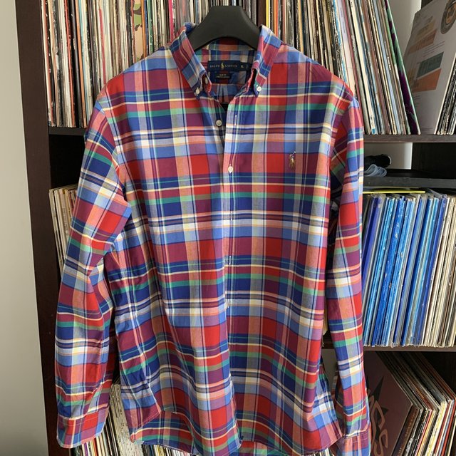 Ralph Lauren Slim Fit Stretch Oxford Red and Blue Check Shirt
