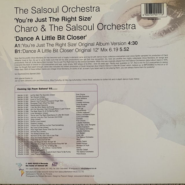 The Salsoul Orchestra “You’re just the Right Size” / Dance a little bit Closer