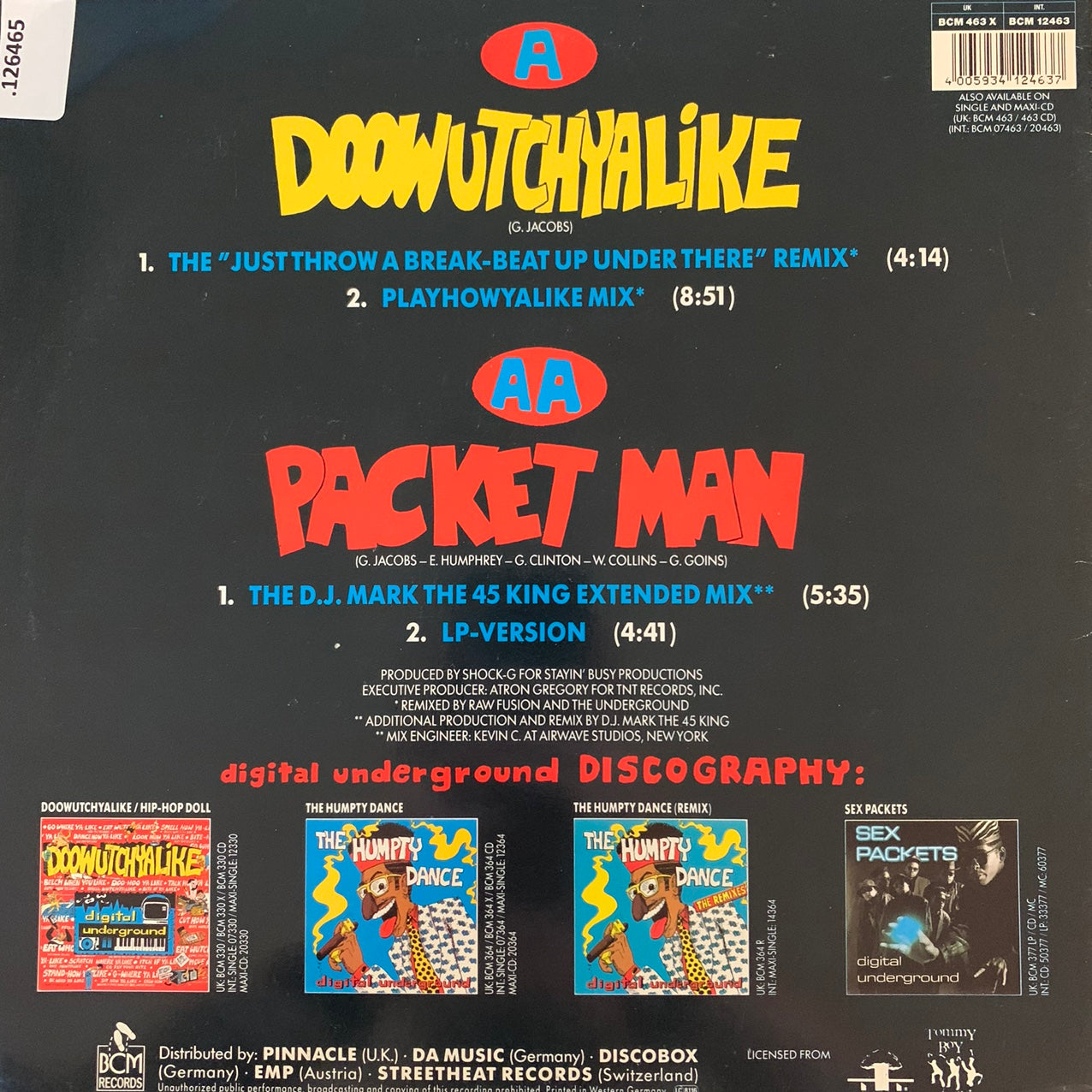 Digital Underground “Doowutchyalike” Packet Man Remix 4 Track 12inch Vinyl