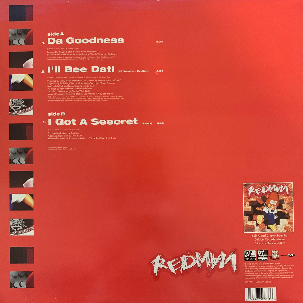 Redman “Da Goodness” 3 Track 12inch Vinyl