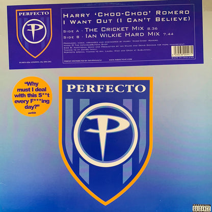 Harry Choo Choo Romero “I Want Out ( I Cant Believe )” 2 Version 12inch Vinyl