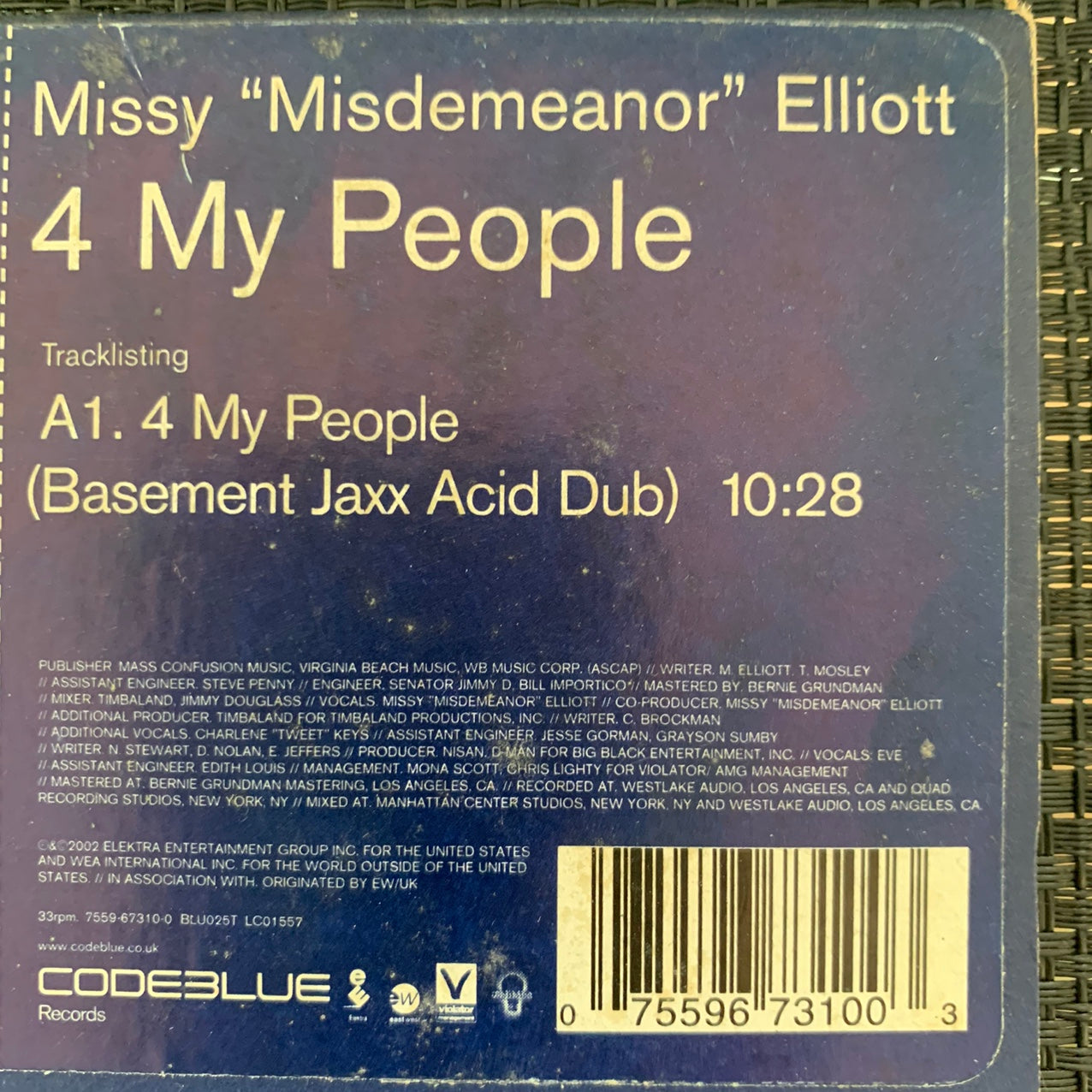 Missy Elliott “4 My People” Basement Jazz Acid Dub 12inch Promo