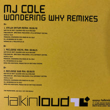 Load image into Gallery viewer, MJ Cole “Wondering Why” The Drum n Bass Remixes 3 Track 12inch Vinyl