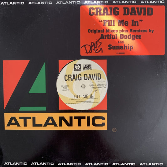 Craig David “Fill Me In” 8 Version 2 x 12inch Vinyl Pack