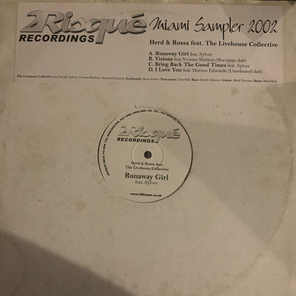 Miami Sampler 2002 Herd & Rossa Feat The Livehouse Collective “Runaway Girl” / “Bring Back The Good Times” and more 2 x 12inch Double Pack