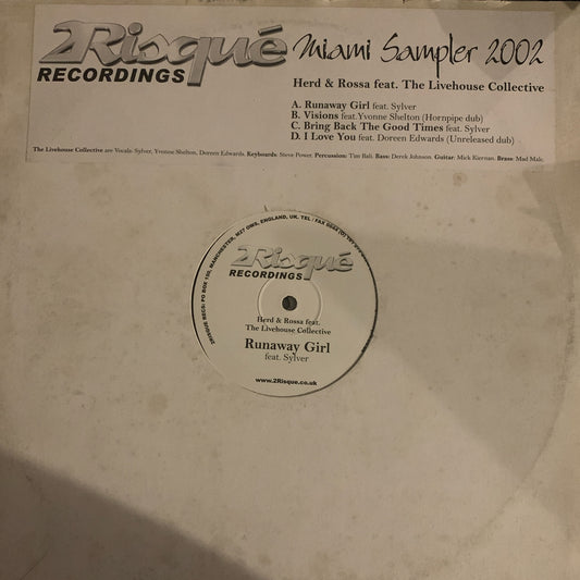 Miami Sampler 2002 Herd & Rossa Feat The Livehouse Collective “Runaway Girl” / “Bring Back The Good Times” and more 2 x 12inch Double Pack
