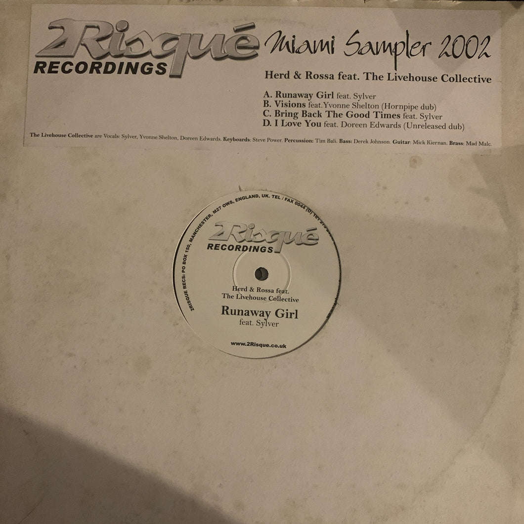 Miami Sampler 2002 Herd & Rossa Feat The Livehouse Collective “Runaway Girl” / “Bring Back The Good Times” and more 2 x 12inch Double Pack