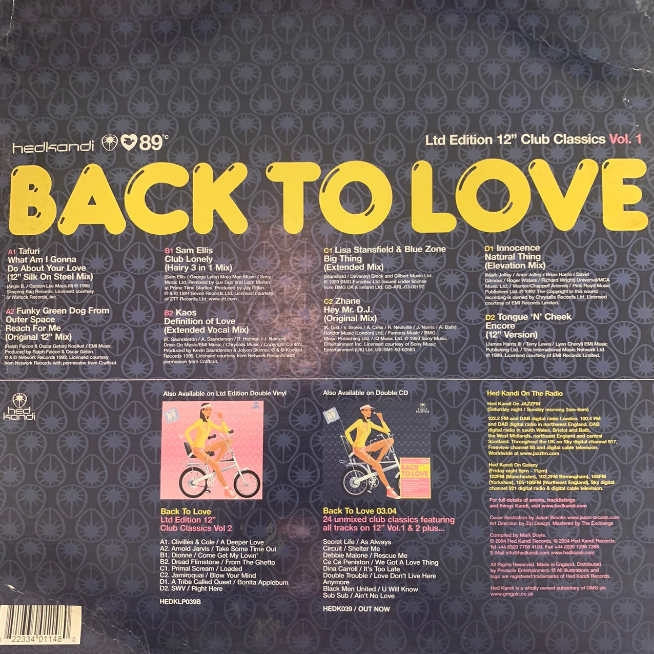 Hedkandi ‘Back To Love 03.04' 2 x 12inch double pack 8 Track Vinyl