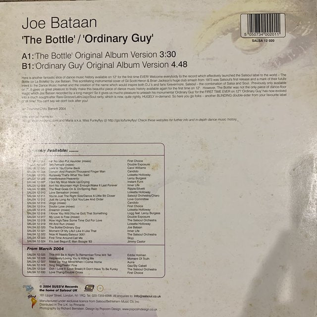 Joe Bataan “The Bottle” / “Ordinary Guy”