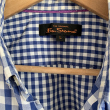 Load image into Gallery viewer, Ben Sherman Blue White 2 Check Short Sleeve Shirt Size Large