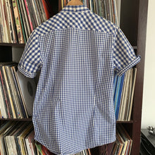 Load image into Gallery viewer, Ben Sherman Blue White 2 Check Short Sleeve Shirt Size Large