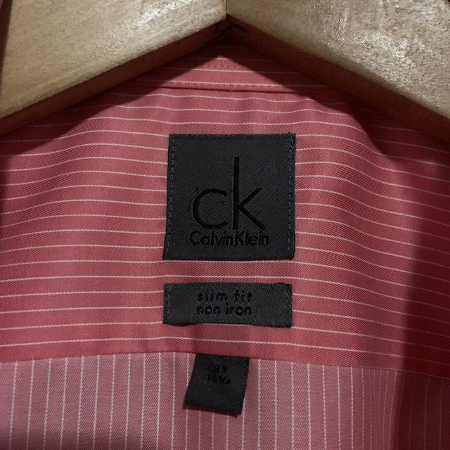 Calvin Klein CK 100% Cotton Pink and White Pin Stripe Shirt M/L