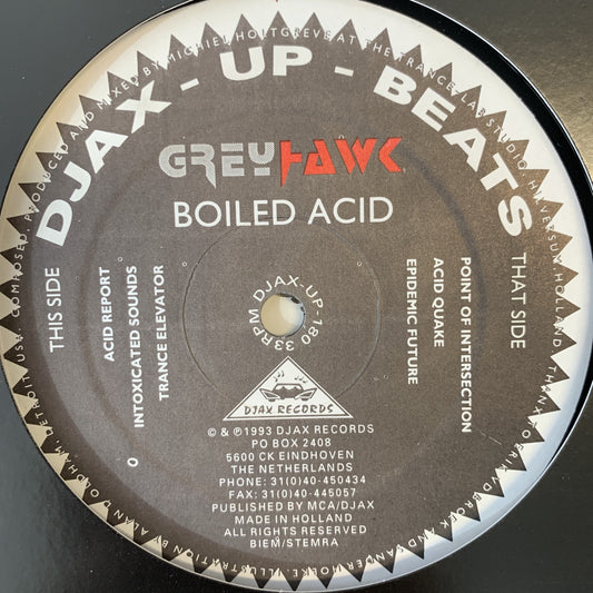 Grey Hawk ‘Boiled Acid’ ep 4 Track 12inch Vinyl Single on DJAX