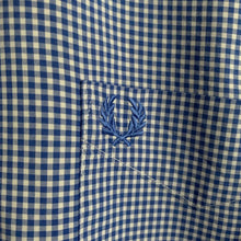Load image into Gallery viewer, Fred Perry Blue and White Gingham Check Shirt Size Large