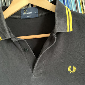 Fred Perry Vintage Polo Size Small Black and Yellow Colour way