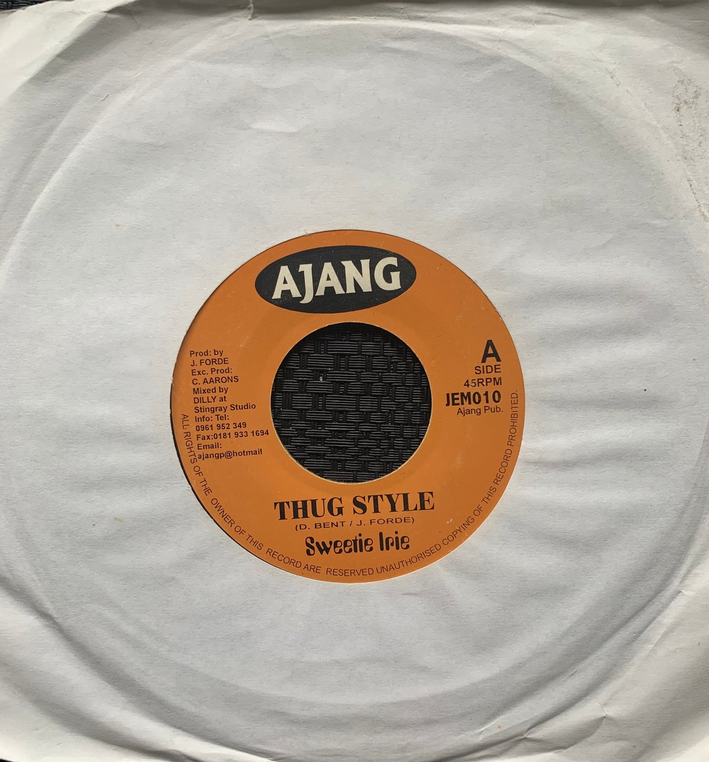 Sweetie Irie “Thug Style” / Version 2 Track 7inch Vinyl